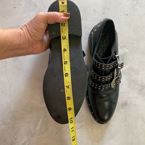 Italian Leather Studded Punk Goth Statement Buckle Oxfords Sz 38 Made in Italy - Picture 9 of 9